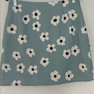 SHEIN A-Line Skirt with Floral Pattern - Gray and White